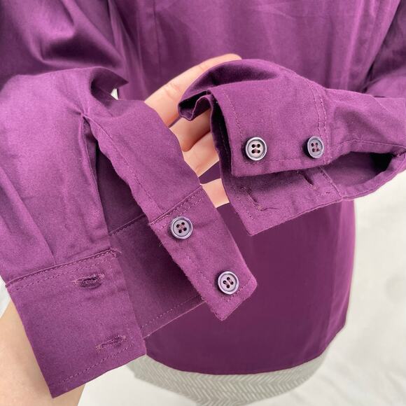 Plum Purple Button Down Blouse Shirt Long Sleeve Fall Jewel Tone Apt 9 Size S - Picture 6 of 10